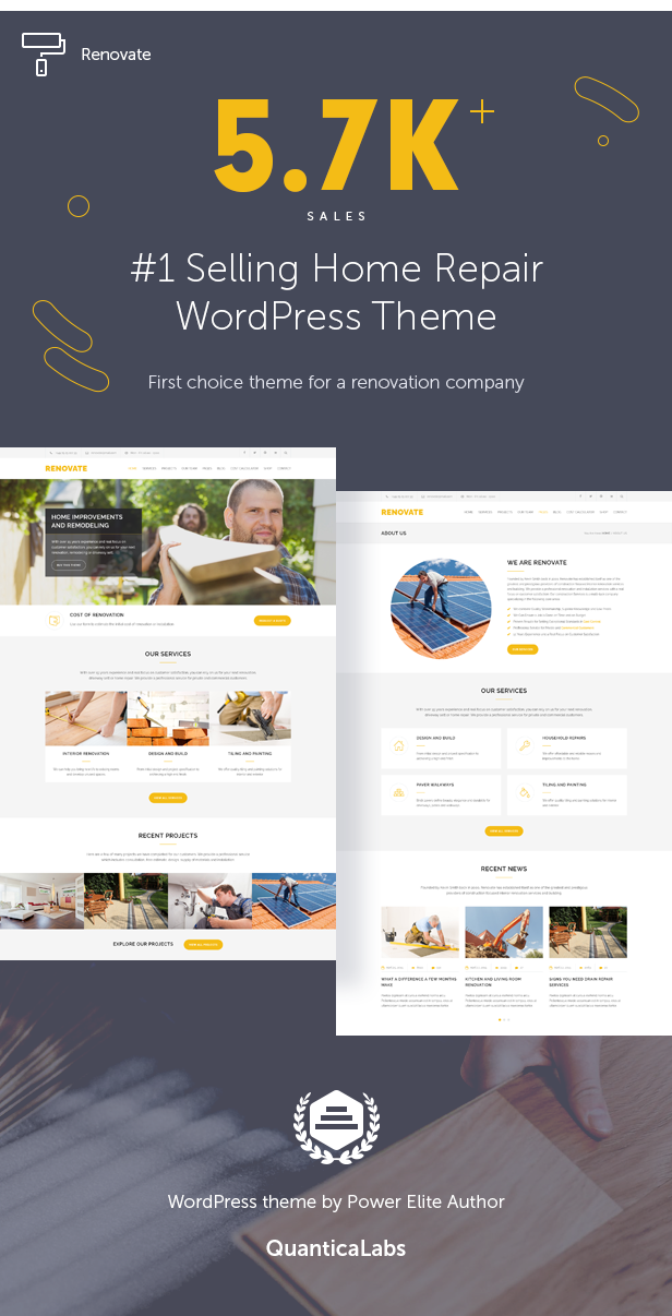 construction company, home repair, home services, home maintenance, renovation, building company, plumber, handyman WordPress Theme