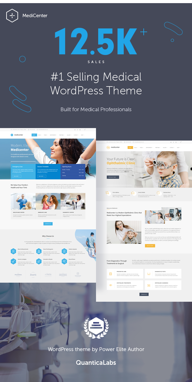 MediCenter WordPress Theme for medical, clinic and healthcare services