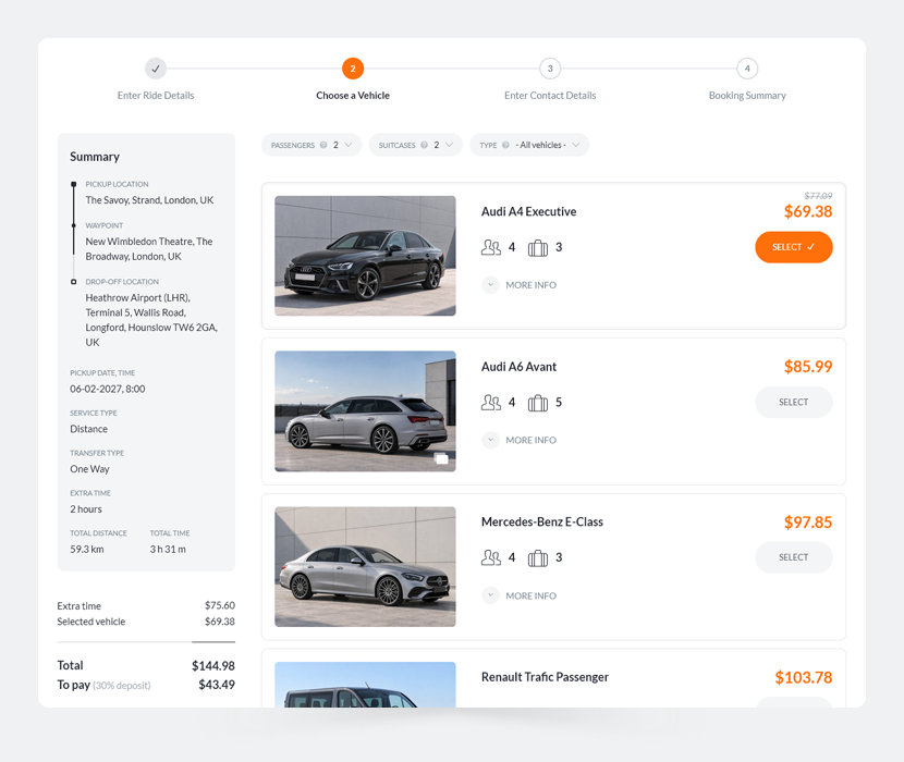 Chauffeur Taxi Booking System for WordPress by QuanticaLabs