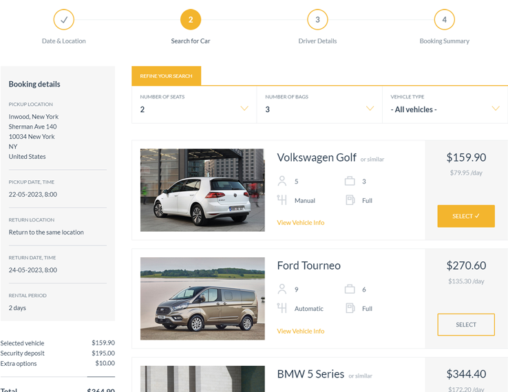 Car Rental Booking System for WordPress
