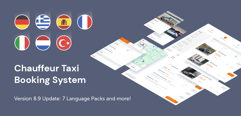 Chauffeur Taxi Booking System Version 8.9 — Language Packs Included